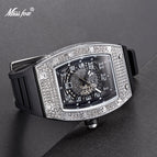 MISSFOX watches Richard personality full diamond barrel silicone with waterproof quartz men's watches