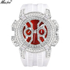 MISSFOX watch men's high-end fashion domineering personality full diamond large dial tape quartz watch V318