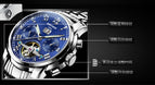 KINYUED Stainless Steel Men's Tourbillon Multi-function Calendar Automatic Mechanical Watch JYD-J014