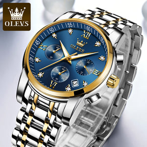OLEVS Men's watch quartz watch multi-function three-eye chronograph watch waterproof business men's casual watch 2858
