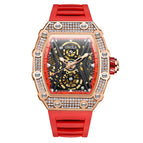 ONOLA diamond-studded live fashion sports automatic mechanical watch men's silicone strap waterproof ON3828D