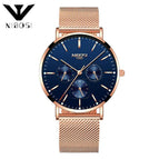 NIBOSI 2321 Mens Quartz Watches Slim Mesh Waterproof Minimalist Wrist Watch For Men Quartz Sport Watch Ultra Thin Clock