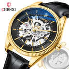 CHENXI new automatic mechanical watch men's waterproof simple business mechanical watch breathable leather strap watch CX-8803 leather