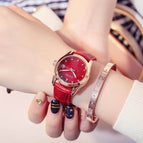 GUOU 8076 Fashion Women Watches High Quality Leather Quartz Watch Woman watch Elegant Dress Ladies watch watch for Wowen Casual Watches