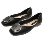 Square toe flat shoes 2022 new spring fairy style scoop shoes outer wear shallow mouth peas shoes 555-1
