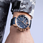 Megir Men's Watch Multi-Function Timing Waterproof Steel Belt Business Quartz Watch Men 2068G