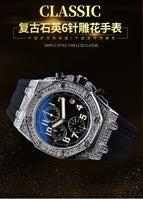 Watch for men New Diamond Quartz Watch Vintage Engraving Six-Pin Multi-Functional Leisure Watch 1012