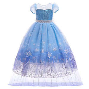 3-8 years Dresses Princess Girl Anna Elsa Dress Fancy Birthday Cosplay Costume Girls Birthday Party Cloth