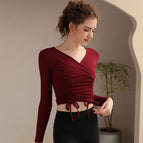Yoga clothing women's new short tight sports top Pilates training clothing running fitness long-sleeved t-shirt 211