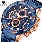 WWOOR 8879 Men's Steel Quartz Watch Rope Six-Pin Multi-Functional Watrproof Watch Code Watch 8879