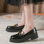 University style leather shoes 2022 women's single spring and autumn leather shoes round head thick heels office lady easy match shoes 668-1