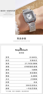 New women watch fashion square full diamond ladies student office lady waterproof watch K-8445L