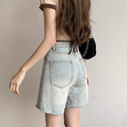 JEANS retro five-point jeans women's 2022 summer new high waist loose and thin pants LH22869