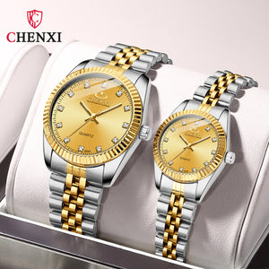 CHENXI Men and Women Watch Quartz Watch 004A Fashion waterproof casual watch CX004A inter gold