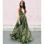 Fashion Style Summer Bohemian Style Floral Long Maxi Spaghetti Strap Empire Dress Beach Dress Sundress
