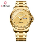 CHENXI Dual Calendar Watch Men's Stainless Steel Business Waterproof Couple's women quartz Watch CX-050A IPG