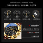 OLEVS Watch for men multi-functional watch three eyes sports waterproof men watch 2872ss