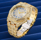 MISSFOX watch hip-hop high-end full diamond waterproof calendar men's watch v301 quartz