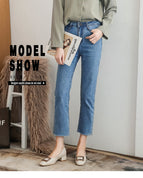Korean version metal buckle loafers women's medium heel shoes new thick heels summer casual shallow mouth women's shoes 772-7