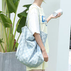 New Korean version art canvas bag ins casual wash denim handbag net red fashion lattice single shoulder female bag SR1119