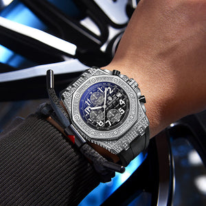 KIMSDUN Gypsophila watch men's diamond multi-function three-eye chronograph waterproof quartz watch men's watch K-1225B