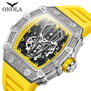 ONOLA ON3826 Watch for men Diamond New Top-Selling Fashion Waterproof Quartz Men's Watch Silicone Sports Men's Watch D