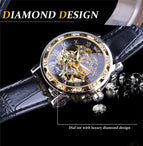 Winner Watch Men's Fashion Casual Classic Popular Rhinestone Hollow Manual Mechanical men Watch SLZg48
