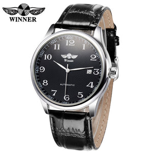 Winner European and American Men's Fashion Casual Simple Automatic Mechanical men business and men casual Watch SLZc27