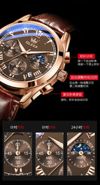 OLEVS watch multi-function sports three-eye six-pin chronograph watch waterproof luminous men's watch 2871