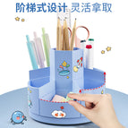 360 degree rotary 7-grid pen holder student creative football rotary pen holder desktop storage plastic storage box