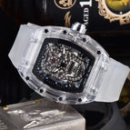 Men's watch Transparent Cutout Ghost Head Quartz Watch Barrel-Shaped Fashion Silicone Men's casual Watch