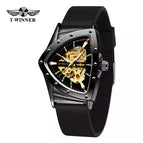 New Winner European American Style Men's Fashion Casual Hollow Triangle Automatic Mechanical men Watch SLZg121