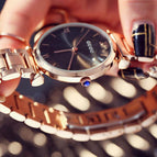 GUOU women's watch purple large dial European and American fan fashion simple quartz watch Roman graduated steel band watch women