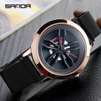 SANDA Rotate dial Men's Watches Top Brand Luxury Rose Gold Mesh Watch Men Fashion Business Wrist watches P1009