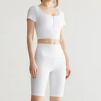 2023 New Yoga suits, Sports Bra Short Sleeve High Waist Running Fitness Shorts Suit women Summer DX-112+WFK030
