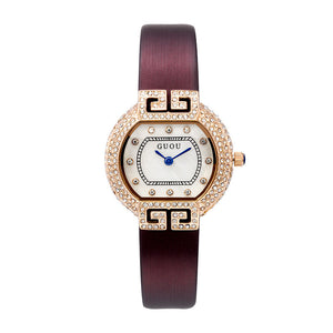 GUOU 6038 Women's Watch New Style Diamond Inlaid Fashion Belt Wrist Watch Waterproof Quartz Women's Watches