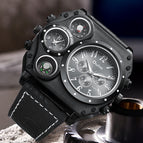 Oulm large dial men's watch athleisure leather compass fashion trendy quartz watch HP1349IPG