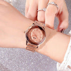 GEDI 81006 Fashion Casual Watch Korean Starry Sky Women Elegant Luxury Stainless Steel Waterproof Ladies Dress Analog Quartz Wristwatch