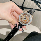2023 New Ladies Watch Snowflake Hollow out See through Fashion Rotating Rhinestone Light Luxury Women's Watch 77023