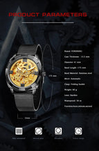 Forsining Men's Fashion Casual Hollow Waterproof Mesh Belt Carved Automatic Mechanical men casual Watch SLZe256