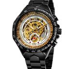 Winner Men's Personality Fashionable Golden All-Steel Hollow Automatic Mechanical men Watch SLZ46