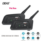 Limited Sale!2PCS/Set EJEAS V6 Pro Helmet Intercom Headset Motorcycle Bluetooth 1200m Interphone Communicator Full Duplex for 6 Riders Waterproof IP65