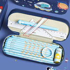 Space astronaut double pencil case boys handsome pencil bag School stationery box Children pen case cute pen box school supplies