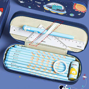 Space astronaut double pencil case boys handsome pencil bag School stationery box Children pen case cute pen box school supplies