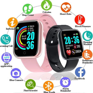 D20 Sport Smart Watches for Man Woman Gift Digital Smartwatch Fitness Tracker wristwatch Bracelet Blood Pressure Android ios Y68