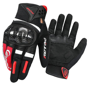 Motorcycle Four Seasons Windproof Adult Shock Absorption Outdoor Mountaineering Skiing Carbon Fiber Drop-Resistant Full Finger Riding Touch Screen Gloves  MCS-57