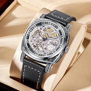KIMSDUN men's watch double-sided hollow fully automatic mechanical trend antique carved waterproof men's casual watch K-2193A