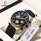 Chenxi 2022 Silicone Band Watch Men's Multifunctional Three Eyes Six Hands Moon Phase Chronograph Watch CX-958