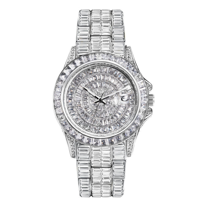 MISSFOX Watch for men fashion trend square full diamond watch high-end waterproof quartz men's watch V329