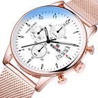 Swish new men's watch multi-functional waterproof luminous calendar men's watch three eye six needle mesh belt quartz watch 921